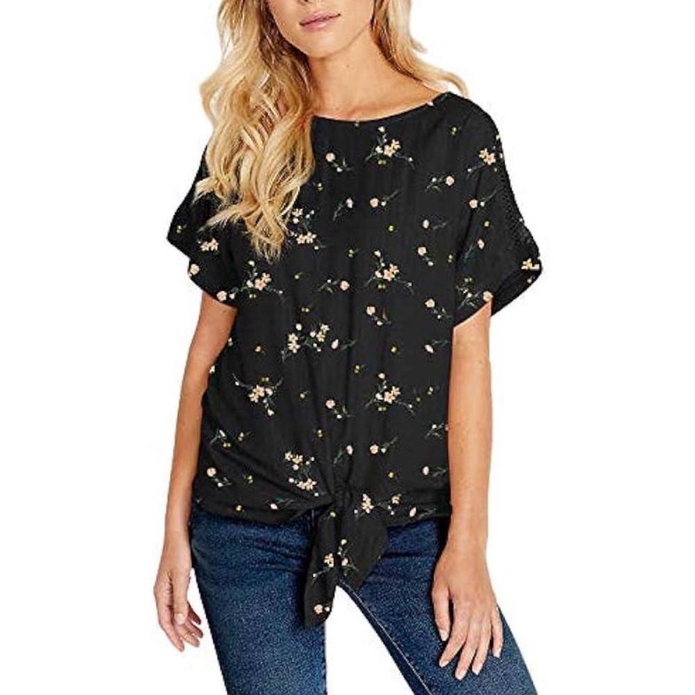 Buffalo David Bitton Black Floral Blouse